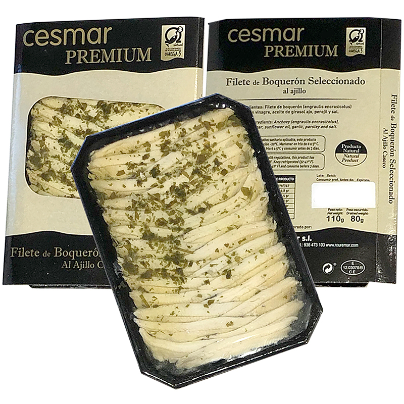 BOQUERÓN FIL. AL AJILLO 12/80g. Escurrido (CESMAR)